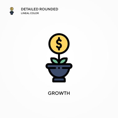 Büyüme vektör simgesi. Modern vektör illüstrasyon kavramları. Düzenlemesi ve kişiselleştirmesi kolay.