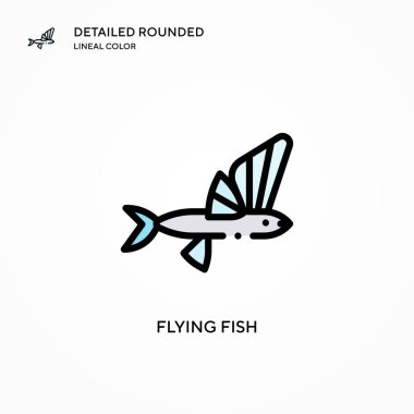 Uçan balık vektör simgesi. Modern vektör illüstrasyon kavramları. Düzenlemesi ve kişiselleştirmesi kolay.