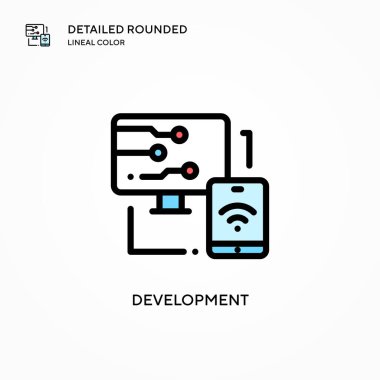 Geliştirme vektör simgesi. Modern vektör illüstrasyon kavramları. Düzenlemesi ve kişiselleştirmesi kolay.