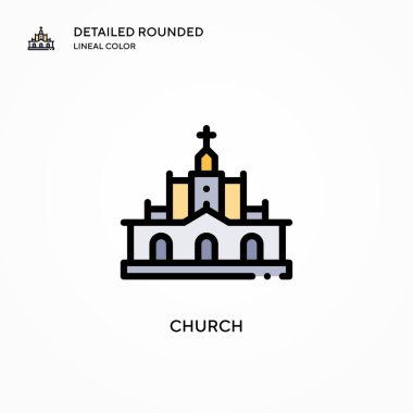 Kilise vektör ikonu. Modern vektör illüstrasyon kavramları. Düzenlemesi ve kişiselleştirmesi kolay.