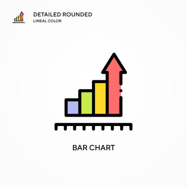 Bar çizelgesi vektör simgesi. Modern vektör illüstrasyon kavramları. Düzenlemesi ve kişiselleştirmesi kolay.