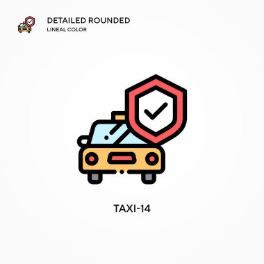 Taksi-14 vektör simgesi. Modern vektör illüstrasyon kavramları. Düzenlemesi ve kişiselleştirmesi kolay.