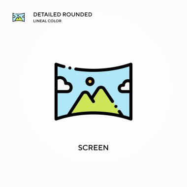 Ekran vektör simgesi. Modern vektör illüstrasyon kavramları. Düzenlemesi ve kişiselleştirmesi kolay.