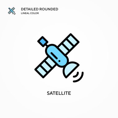 Uydu vektör simgesi. Modern vektör illüstrasyon kavramları. Düzenlemesi ve kişiselleştirmesi kolay.