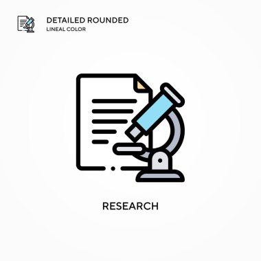 Araştırma vektör simgesi. Modern vektör illüstrasyon kavramları. Düzenlemesi ve kişiselleştirmesi kolay.