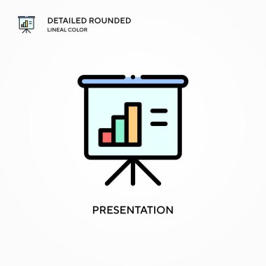 Sunum vektör simgesi. Modern vektör illüstrasyon kavramları. Düzenlemesi ve kişiselleştirmesi kolay.