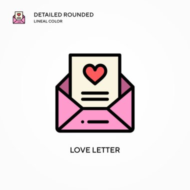 Aşk harfi vektör simgesi. Modern vektör illüstrasyon kavramları. Düzenlemesi ve kişiselleştirmesi kolay.