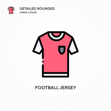 Futbol forması vektör simgesi. Modern vektör illüstrasyon kavramları. Düzenlemesi ve kişiselleştirmesi kolay.