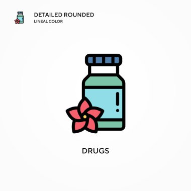 Uyuşturucu vektör ikonu. Modern vektör illüstrasyon kavramları. Düzenlemesi ve kişiselleştirmesi kolay.