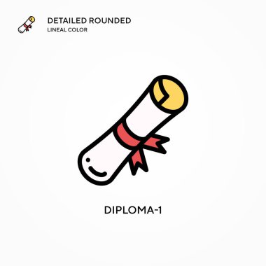 Diploma-1 vektör simgesi. Modern vektör illüstrasyon kavramları. Düzenlemesi ve kişiselleştirmesi kolay.