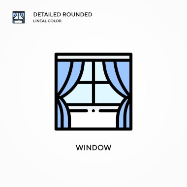 Pencere vektör simgesi. Modern vektör illüstrasyon kavramları. Düzenlemesi ve kişiselleştirmesi kolay.
