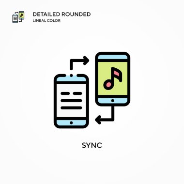 Vektör simgesini eşzamanla. Modern vektör illüstrasyon kavramları. Düzenlemesi ve kişiselleştirmesi kolay.