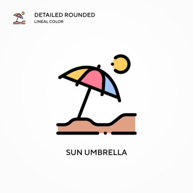 Güneş şemsiyesi vektör simgesi. Modern vektör illüstrasyon kavramları. Düzenlemesi ve kişiselleştirmesi kolay.