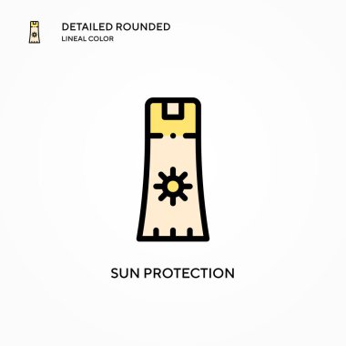 Güneş koruma vektör simgesi. Modern vektör illüstrasyon kavramları. Düzenlemesi ve kişiselleştirmesi kolay.
