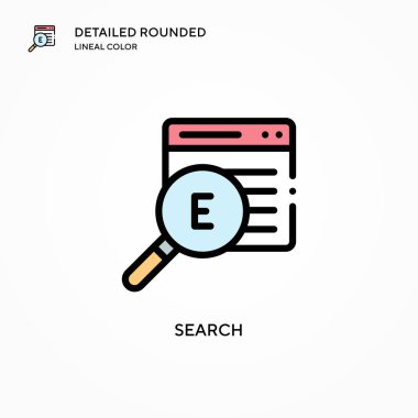 Arama vektör simgesi. Modern vektör illüstrasyon kavramları. Düzenlemesi ve kişiselleştirmesi kolay.