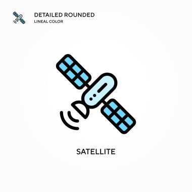 Uydu vektör simgesi. Modern vektör illüstrasyon kavramları. Düzenlemesi ve kişiselleştirmesi kolay.