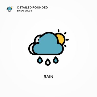Yağmur vektör simgesi. Modern vektör illüstrasyon kavramları. Düzenlemesi ve kişiselleştirmesi kolay.