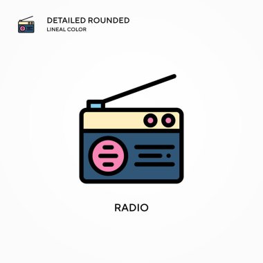 Radyo vektör simgesi. Modern vektör illüstrasyon kavramları. Düzenlemesi ve kişiselleştirmesi kolay.