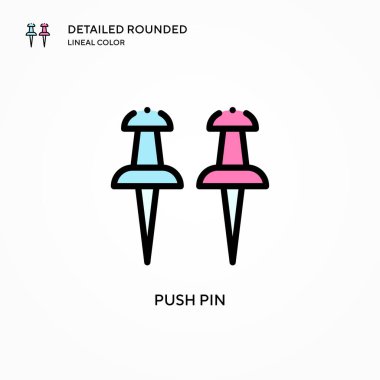 Pin vektör simgesine bas. Modern vektör illüstrasyon kavramları. Düzenlemesi ve kişiselleştirmesi kolay.