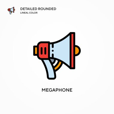 Megafon vektör simgesi. Modern vektör illüstrasyon kavramları. Düzenlemesi ve kişiselleştirmesi kolay.