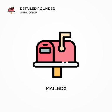 Posta kutusu vektör simgesi. Modern vektör illüstrasyon kavramları. Düzenlemesi ve kişiselleştirmesi kolay.