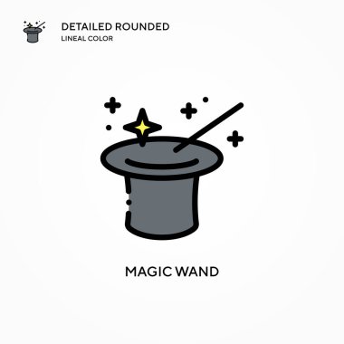 Sihirli değnek vektör simgesi. Modern vektör illüstrasyon kavramları. Düzenlemesi ve kişiselleştirmesi kolay.