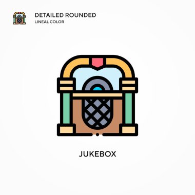 Jukebox vektör simgesi. Modern vektör illüstrasyon kavramları. Düzenlemesi ve kişiselleştirmesi kolay.