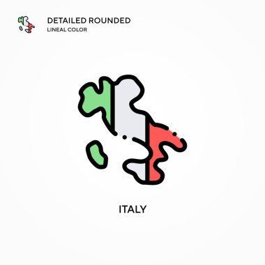 İtalya vektör simgesi. Modern vektör illüstrasyon kavramları. Düzenlemesi ve kişiselleştirmesi kolay.