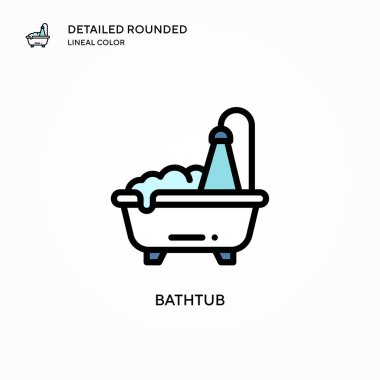 Küvet vektör simgesi. Modern vektör illüstrasyon kavramları. Düzenlemesi ve kişiselleştirmesi kolay.