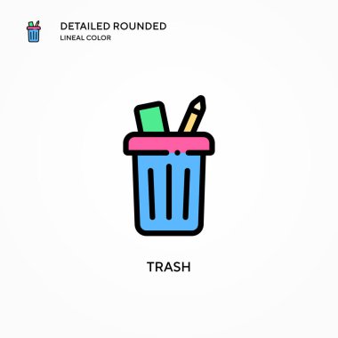 Çöp vektörü simgesi. Modern vektör illüstrasyon kavramları. Düzenlemesi ve kişiselleştirmesi kolay.
