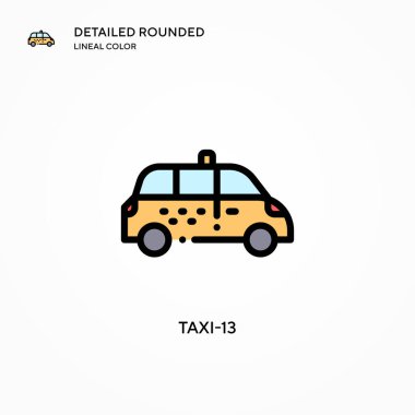Taksi-13 vektör simgesi. Modern vektör illüstrasyon kavramları. Düzenlemesi ve kişiselleştirmesi kolay.