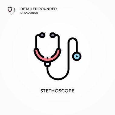 Stetoskop vektör ikonu. Modern vektör illüstrasyon kavramları. Düzenlemesi ve kişiselleştirmesi kolay.