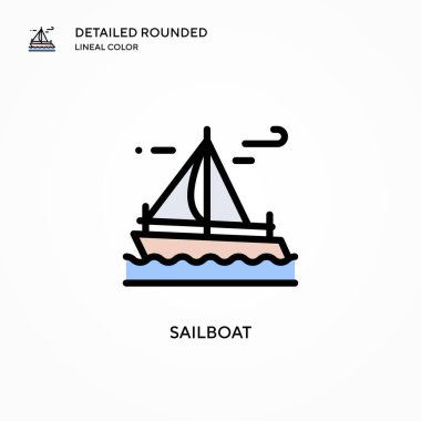 Yelkenli vektör simgesi. Modern vektör illüstrasyon kavramları. Düzenlemesi ve kişiselleştirmesi kolay.