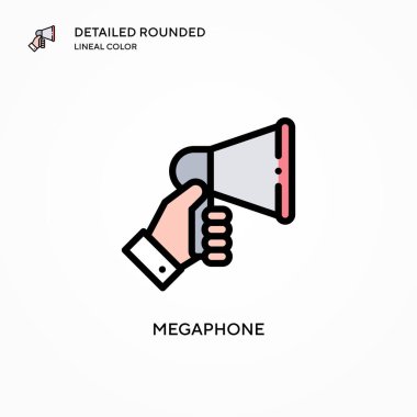 Megafon vektör simgesi. Modern vektör illüstrasyon kavramları. Düzenlemesi ve kişiselleştirmesi kolay.
