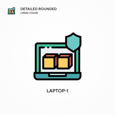 Laptop-1 vektör simgesi. Modern vektör illüstrasyon kavramları. Düzenlemesi ve kişiselleştirmesi kolay.