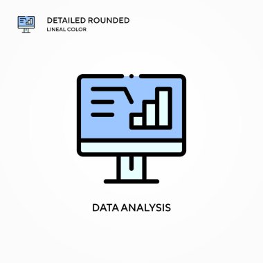 Veri analiz vektör simgesi. Modern vektör illüstrasyon kavramları. Düzenlemesi ve kişiselleştirmesi kolay.