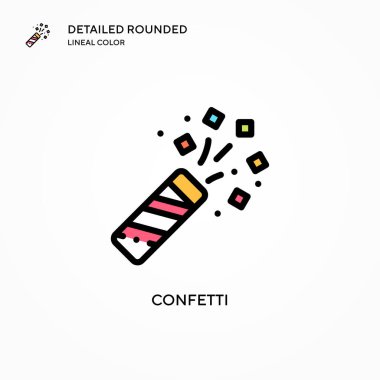 Konfeti vektör simgesi. Modern vektör illüstrasyon kavramları. Düzenlemesi ve kişiselleştirmesi kolay.