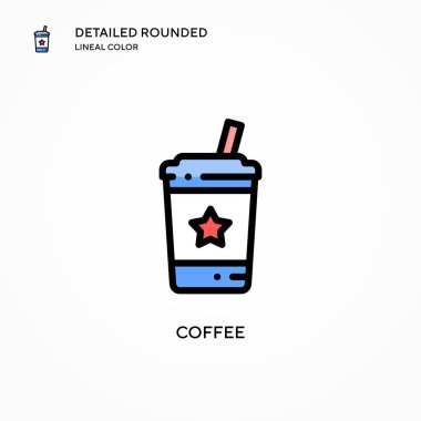 Kahve vektörü ikonu. Modern vektör illüstrasyon kavramları. Düzenlemesi ve kişiselleştirmesi kolay.