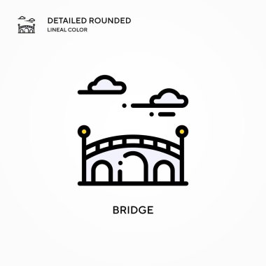 Köprü vektör simgesi. Modern vektör illüstrasyon kavramları. Düzenlemesi ve kişiselleştirmesi kolay.