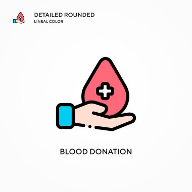 Kan bağışı vektör ikonu. Modern vektör illüstrasyon kavramları. Düzenlemesi ve kişiselleştirmesi kolay.