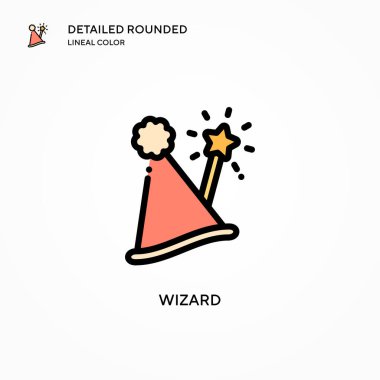 Büyücü vektör simgesi. Modern vektör illüstrasyon kavramları. Düzenlemesi ve kişiselleştirmesi kolay.