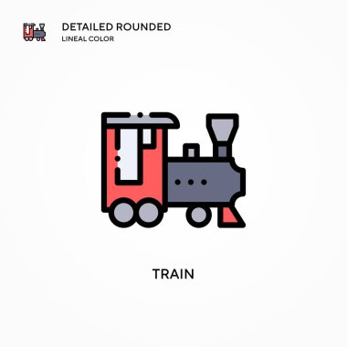 Tren vektör simgesi. Modern vektör illüstrasyon kavramları. Düzenlemesi ve kişiselleştirmesi kolay.
