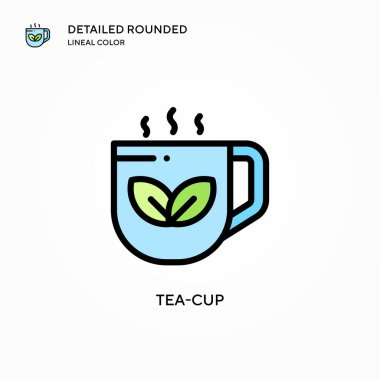 Çay fincanı vektör simgesi. Modern vektör illüstrasyon kavramları. Düzenlemesi ve kişiselleştirmesi kolay.