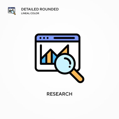 Araştırma vektör simgesi. Modern vektör illüstrasyon kavramları. Düzenlemesi ve kişiselleştirmesi kolay.