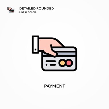 Ödeme vektör simgesi. Modern vektör illüstrasyon kavramları. Düzenlemesi ve kişiselleştirmesi kolay.