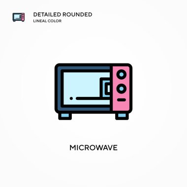 Mikrodalga vektör simgesi. Modern vektör illüstrasyon kavramları. Düzenlemesi ve kişiselleştirmesi kolay.
