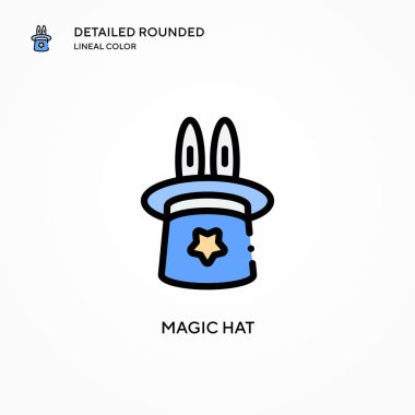 Sihirli şapka vektör simgesi. Modern vektör illüstrasyon kavramları. Düzenlemesi ve kişiselleştirmesi kolay.