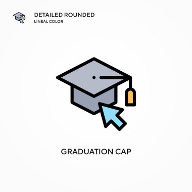 Mezuniyet şapkası vektör simgesi. Modern vektör illüstrasyon kavramları. Düzenlemesi ve kişiselleştirmesi kolay.
