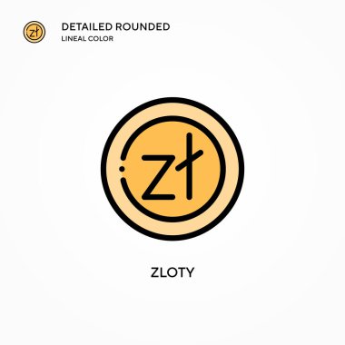 Zloty vektör simgesi. Modern vektör illüstrasyon kavramları. Düzenlemesi ve kişiselleştirmesi kolay.