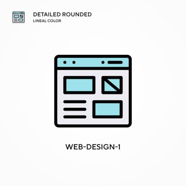 Web tasarımı-1 vektör simgesi. Modern vektör illüstrasyon kavramları. Düzenlemesi ve kişiselleştirmesi kolay.